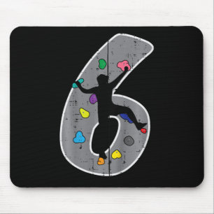6th Birthday Rock Climbing 6 Six Year Old Bday Boy Mouse Mat