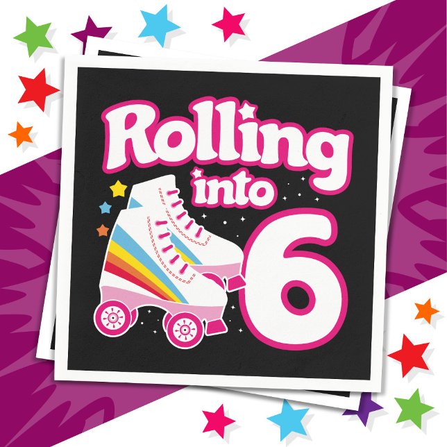 6th Birthday Roller Skating 6 Years Old Skate Napkin (Creator Uploaded)