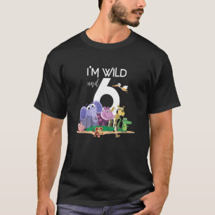 6th Birthday Safari Elephant Monkey Lion Giraffe 1 T-Shirt