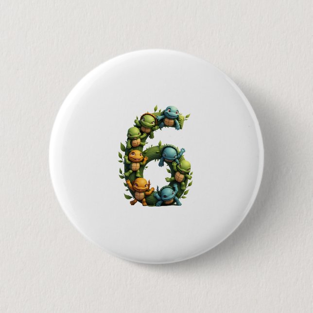 6th Birthday Sea Turtle Tortoise Theme Party 6 Yea 6 Cm Round Badge (Front)
