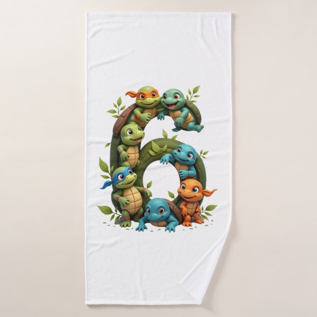 6th Birthday Sea Turtle Tortoise Theme Party 6 Yea Bath Towel (Bath Towel)