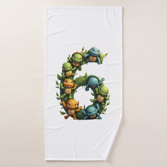 6th Birthday Sea Turtle Tortoise Theme Party 6 Yea Bath Towel (Bath Towel)