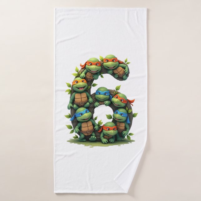 6th Birthday Sea Turtle Tortoise Theme Party 6 Yea Bath Towel (Bath Towel)