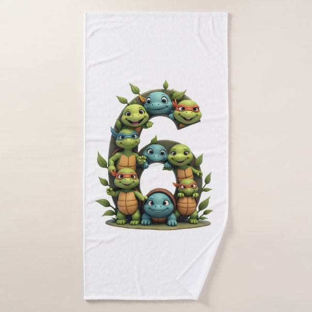 6th Birthday Sea Turtle Tortoise Theme Party 6 Yea Bath Towel (Bath Towel)