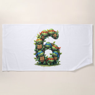 6th Birthday Sea Turtle Tortoise Theme Party 6 Yea Beach Towel