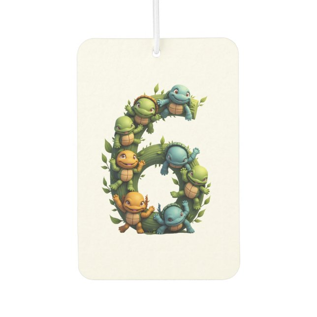 6th Birthday Sea Turtle Tortoise Theme Party 6 Yea Car Air Freshener (Front)