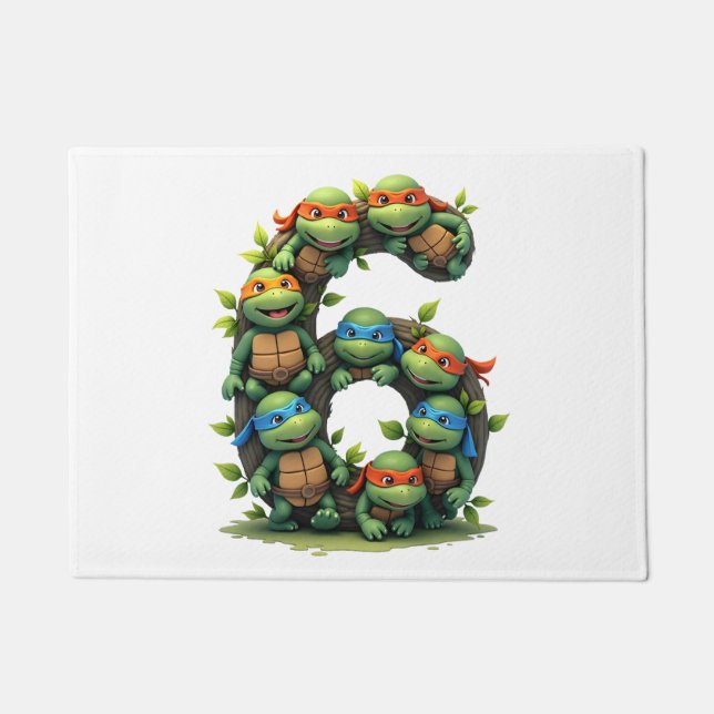6th Birthday Sea Turtle Tortoise Theme Party 6 Yea Doormat (Front)