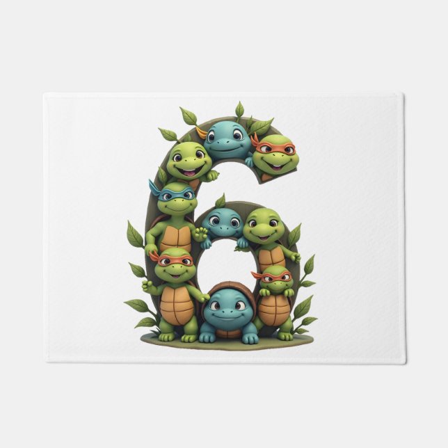6th Birthday Sea Turtle Tortoise Theme Party 6 Yea Doormat (Front)