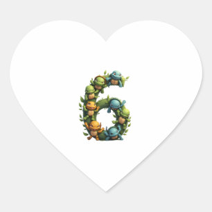 6th Birthday Sea Turtle Tortoise Theme Party 6 Yea Heart Sticker