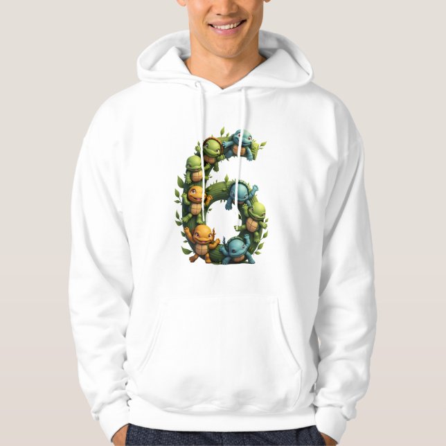 6th Birthday Sea Turtle Tortoise Theme Party 6 Yea Hoodie (Front)