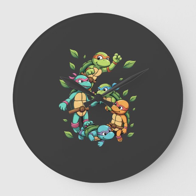 6th Birthday Sea Turtle Tortoise Theme Party 6 Yea Large Clock (Front)