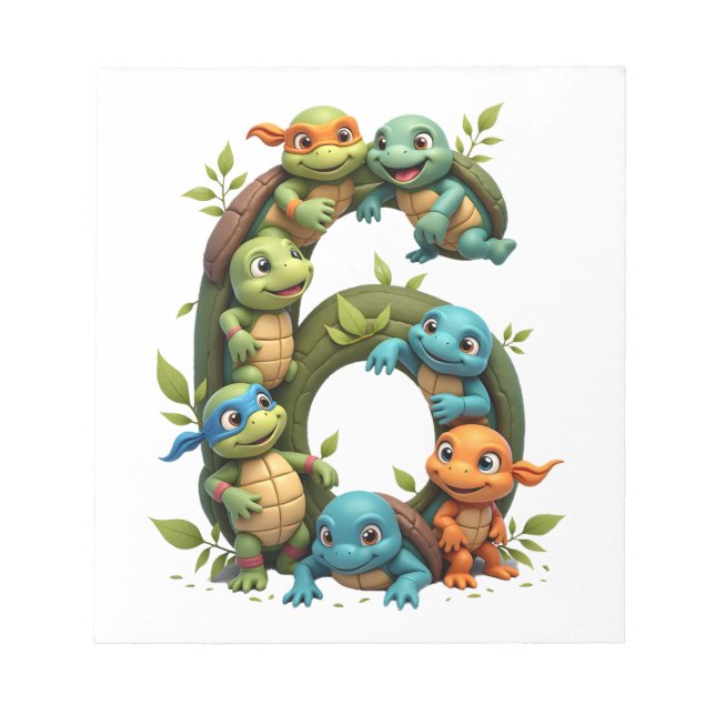 6th Birthday Sea Turtle Tortoise Theme Party 6 Yea Notepad (Front)