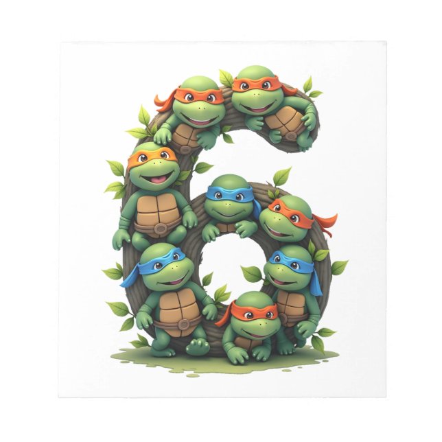 6th Birthday Sea Turtle Tortoise Theme Party 6 Yea Notepad (Front)