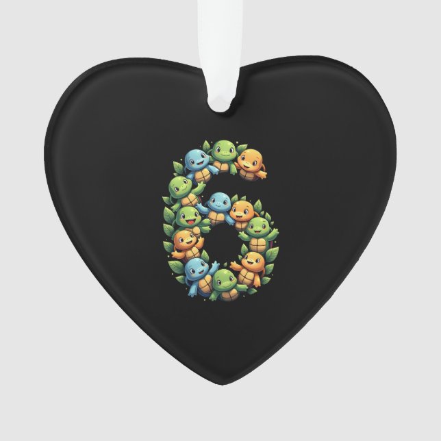 6th Birthday Sea Turtle Tortoise Theme Party 6 Yea Ornament (Front)