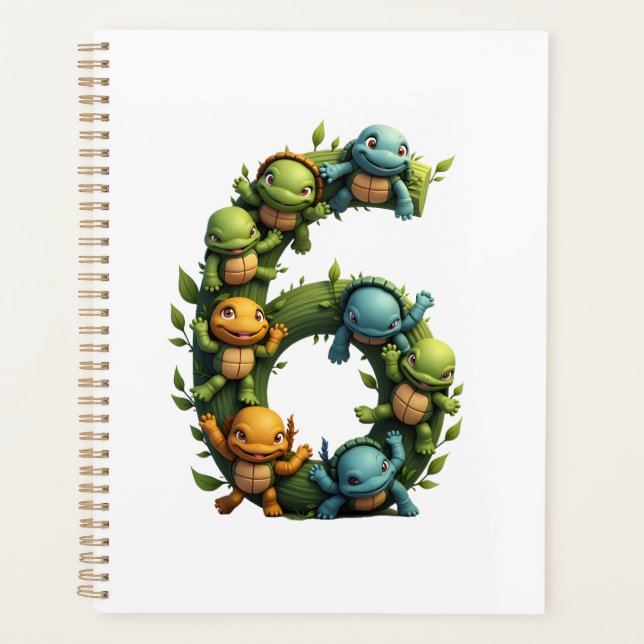 6th Birthday Sea Turtle Tortoise Theme Party 6 Yea Planner (Front)