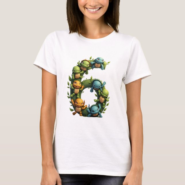 6th Birthday Sea Turtle Tortoise Theme Party 6 Yea T-Shirt (Front)