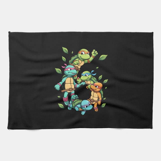6th Birthday Sea Turtle Tortoise Theme Party 6 Yea Tea Towel (Horizontal)