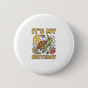 6th Birthday Sea Turtle Vintage Engraving Design_1 6 Cm Round Badge