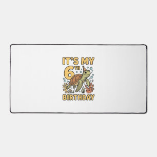 6th Birthday Sea Turtle Vintage Engraving Design_1 Desk Mat