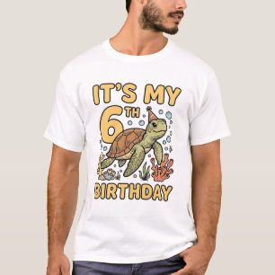 6th Birthday Sea Turtle Vintage Engraving Design_1 T-Shirt