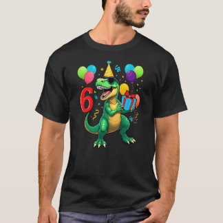 6th Birthday Shirt Boy Dinosaur Happy Bday T-rex P