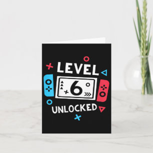 6th Birthday Shirt Boy Level 6 Unlocked Video Game Card