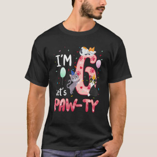 6th Birthday Shirt Girl Cat Kitten 6 Years Old Bda