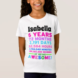 6th Birthday Shirt Girl Six Years of Awesome