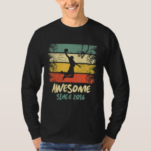 6th Birthday Since 2016 Basketball Player Awesome T-Shirt