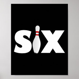 6th Birthday Six 6 Years Old Bowling Party Birthda Poster