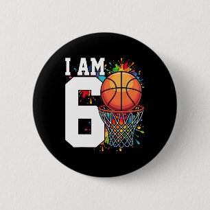 6th Birthday Sketll I'm 6 Six Year Old Bday Boys Cm Round Badge