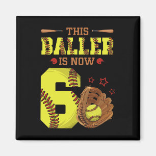 6th Birthday Softll This Ller Is Now Six Girl 6 Yr Magnet