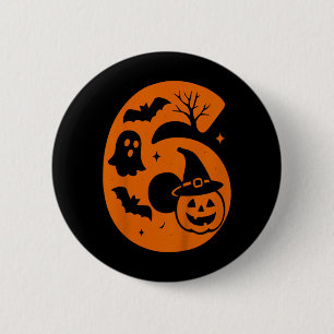 6th Birthday Spooky Halloween 6 Year Old Cm Round Badge