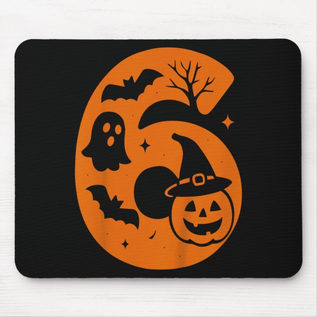 6th Birthday Spooky Halloween 6 Year Old Mouse Mat (Front)