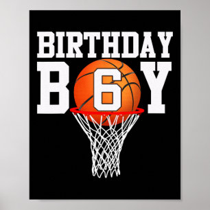 6th Birthday Sport 6 Years Old Basketball 6 Boys K Poster