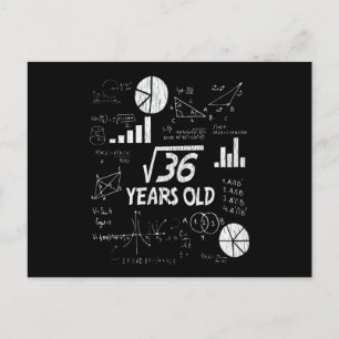 6th Birthday Square Root of 36 - 6 Years Old Bday Postcard