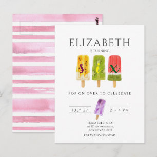 6th Birthday Summer popsicle ice cream party Postcard