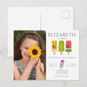 6th Birthday Summer popsicle ice cream party Postcard