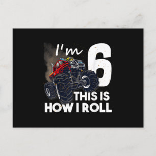 6th Birthday T Boy Monster Truck 6 Years Old Gift Announcement Postcard