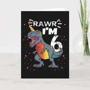 6th Birthday T Rex Dinosaur Card