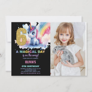 6th Birthday Unicorn Birthday Invitations photo