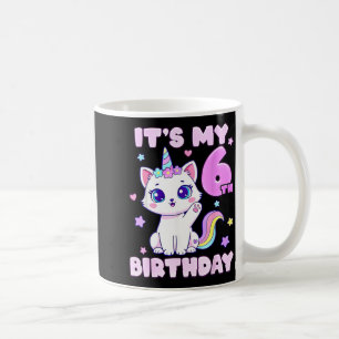 6th birthday unicorn cat 6 years old girls coffee mug