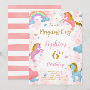 6th Birthday Unicorn Invitation