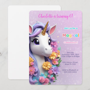 6th Birthday Unicorn Invitation