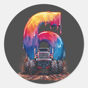 6th Birthday Unleash the Monstrous Truck Passion. Classic Round Sticker