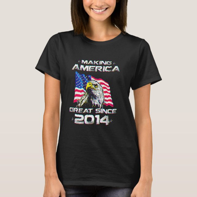 6th Birthday Usa Flag Making America Great Since 2 T-Shirt (Front)