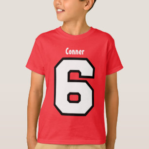 6th Birthday WHITE Big Number Name V03A3 T-Shirt