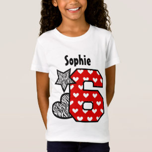 6th Birthday Zebra Red Hearts Six Year Old 10EN T-Shirt