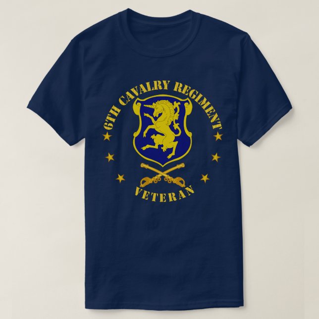6th Cavalry Regiment Veteran w Cav Branch T-Shirt (Design Front)