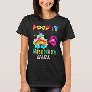 6th Fidget Pop It Birthday Girl Party Six 6 Years T-Shirt
